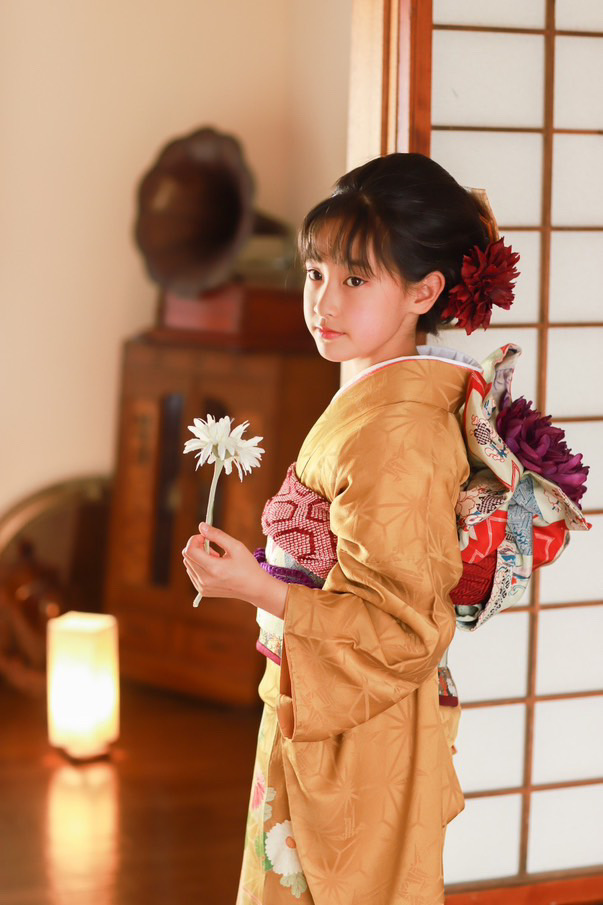 美品　正絹　ジュニア　お着物セット　ハーフ成人式　七五三　付き添い 7 歳 ハーフ成人式 着物 女の子 豪華刺繍 七五三セット 七歳 女子
