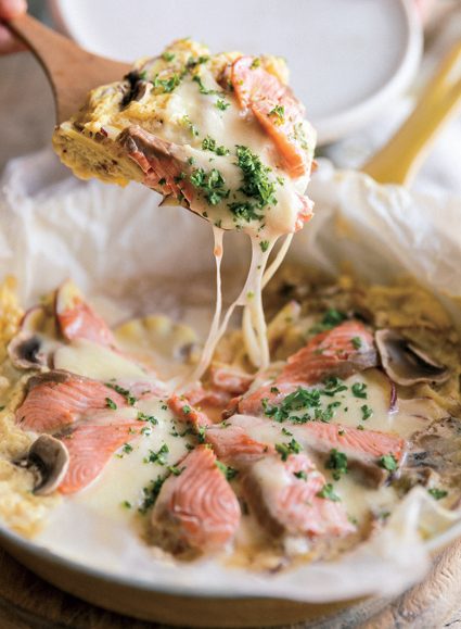 サーモンとさつまいもの蒸しスフレオムレツ