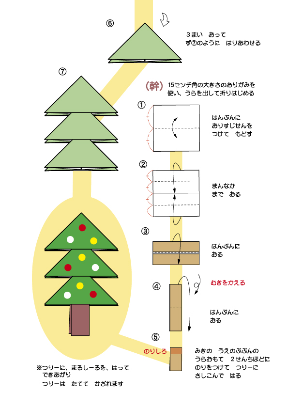 紙で作るクリスマスツリー2