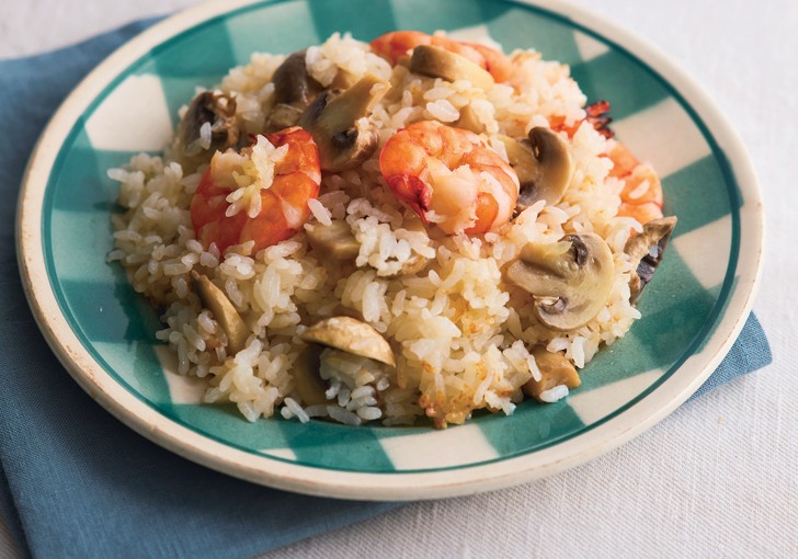 えびとマッシュルームのピラフ