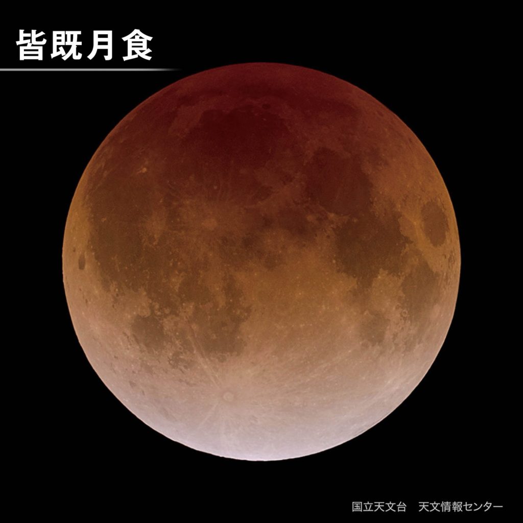 皆既月食で赤銅色に見える月（提供：国立天文台）