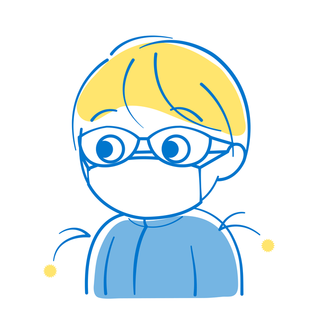 花粉症対策の服装をした子ども