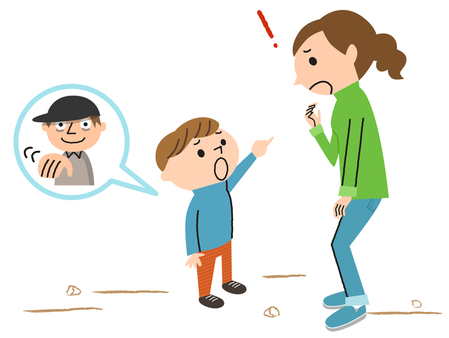 大人に助けを求めて声をかけるこども