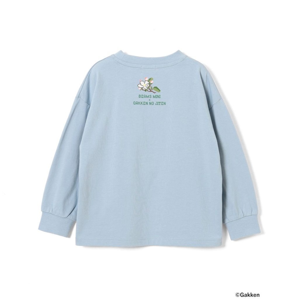 BEAMS miniと学研の辞典のコラボTシャツ（青色）の背面画像